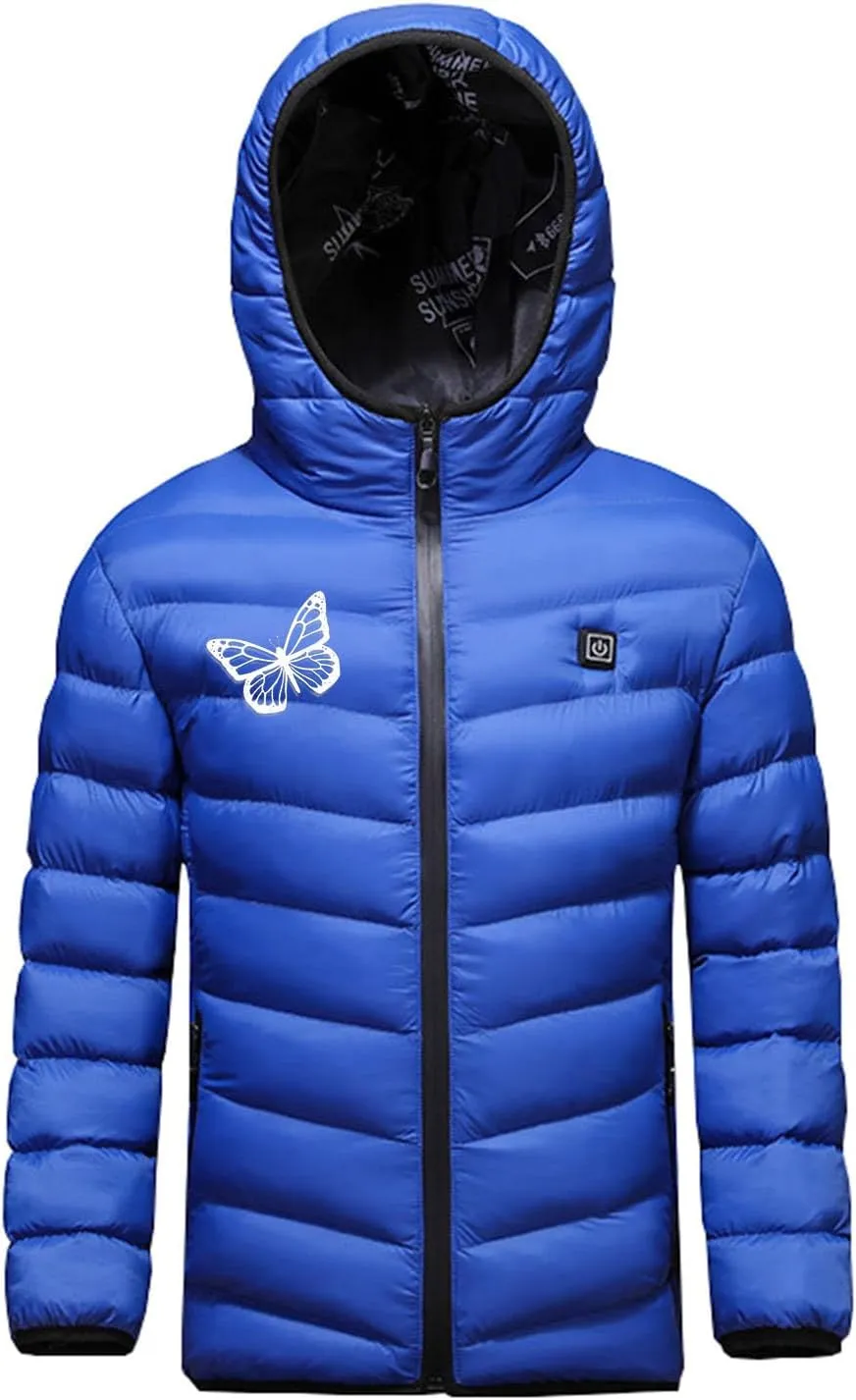 2025 Upgraded Heated Jacket for Kids Boys Girls Hooded Heated Coats Independent Switches USB Charging Body Warmer