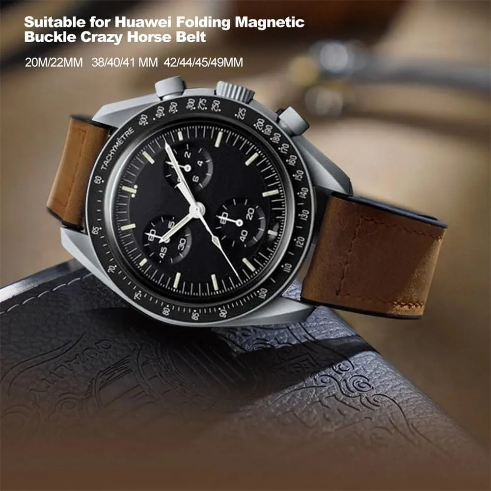 20MM Leather for Omega Metal Magnetic Buckle for Swatch Watch Silicone Strap Accessories