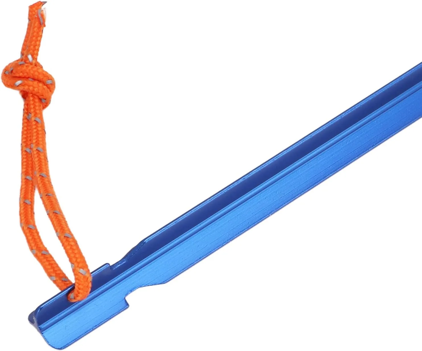 20pcs Heavy Duty Tent Stakes V Shape with Ropes, 9.1in Aluminium Alloy Pegs for Outdoor Camping Canopy, and Lightweight (Blue)