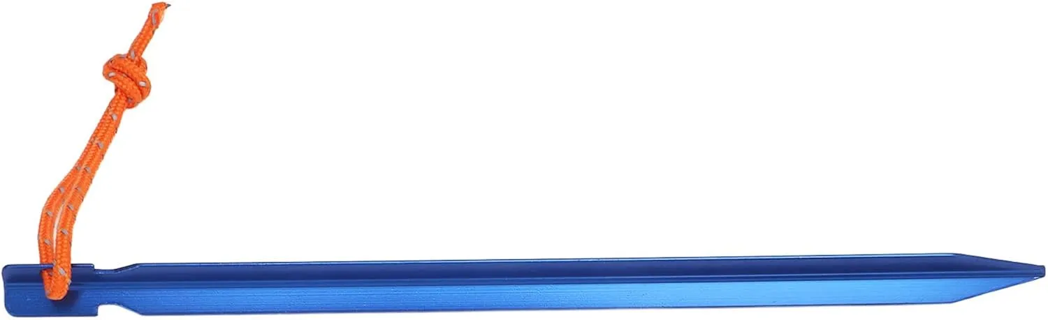 20pcs Heavy Duty Tent Stakes V Shape with Ropes, 9.1in Aluminium Alloy Pegs for Outdoor Camping Canopy, and Lightweight (Blue)