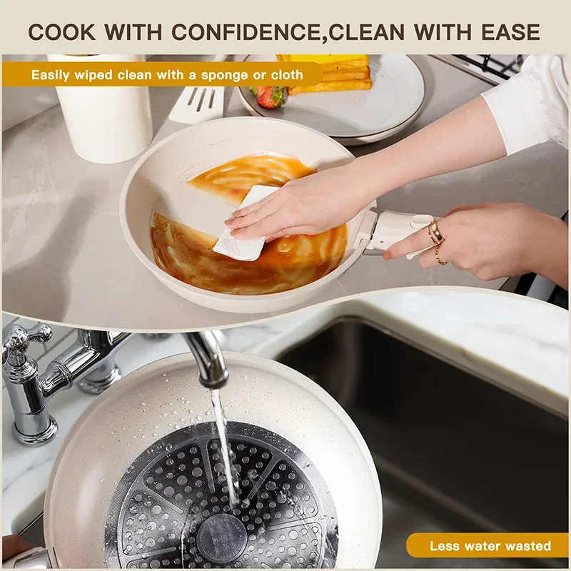 21-Piece Non-Stick Pots and Pans Set – Astercook Ceramic Cookware with Sensor Handles, Milky White