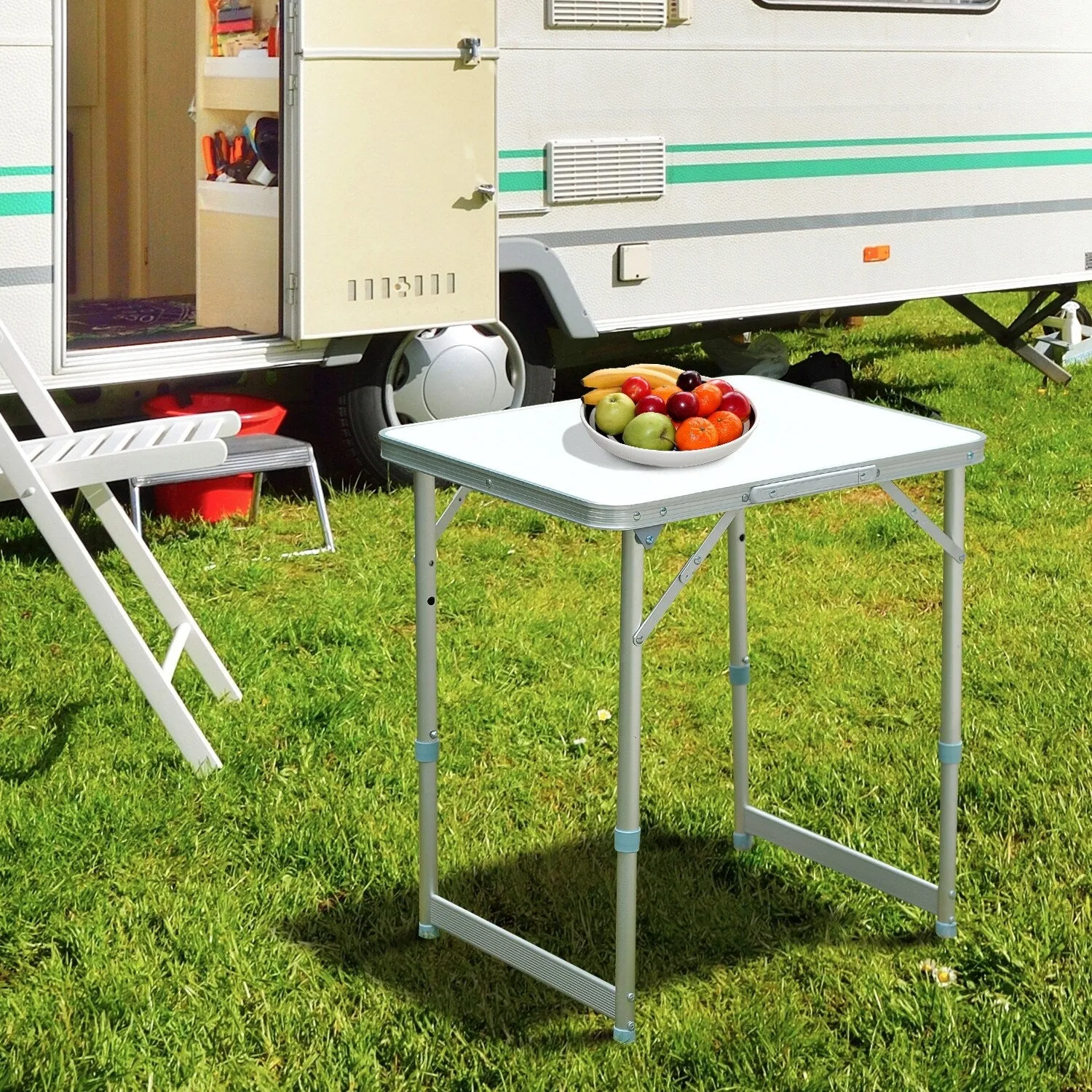 23" Folding Camping Table with Height Adjustability, Lightweight Portable Table with Carry Handle, Outdoor Folding Table