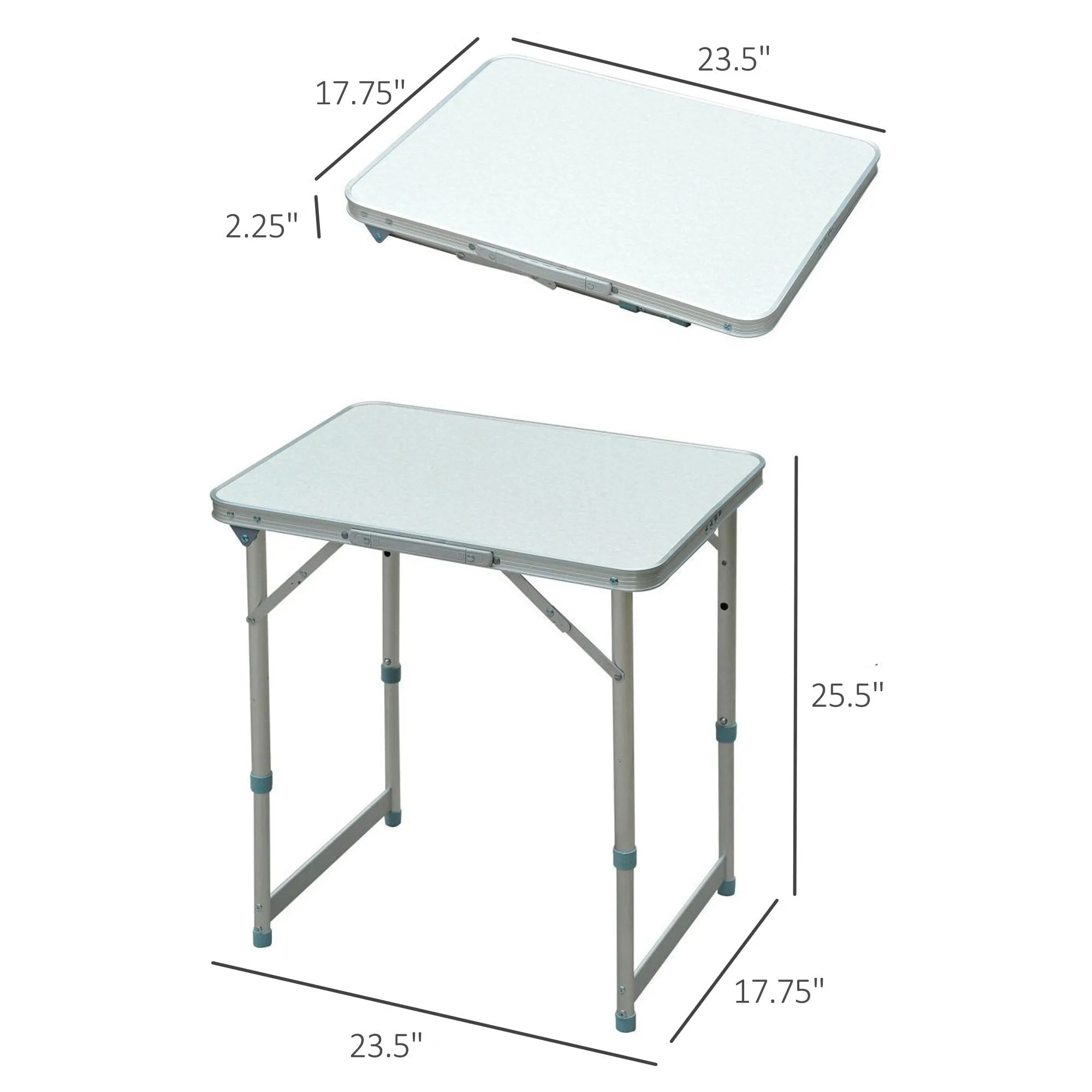23" Folding Camping Table with Height Adjustability, Lightweight Portable Table with Carry Handle, Outdoor Folding Table
