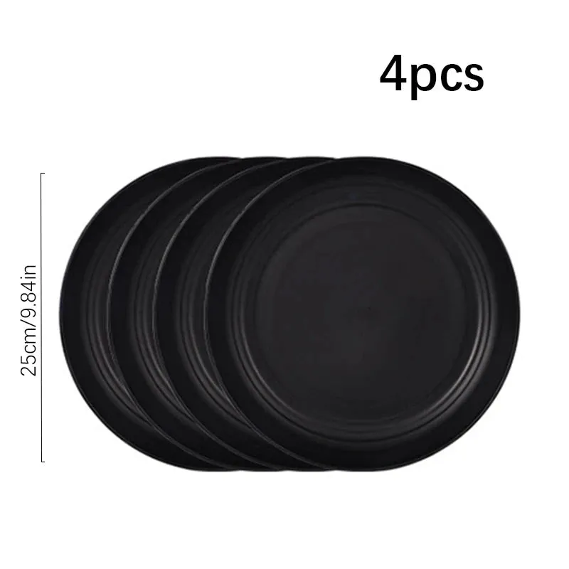 24pcs Black Plastic Dinnerware Set for Camping