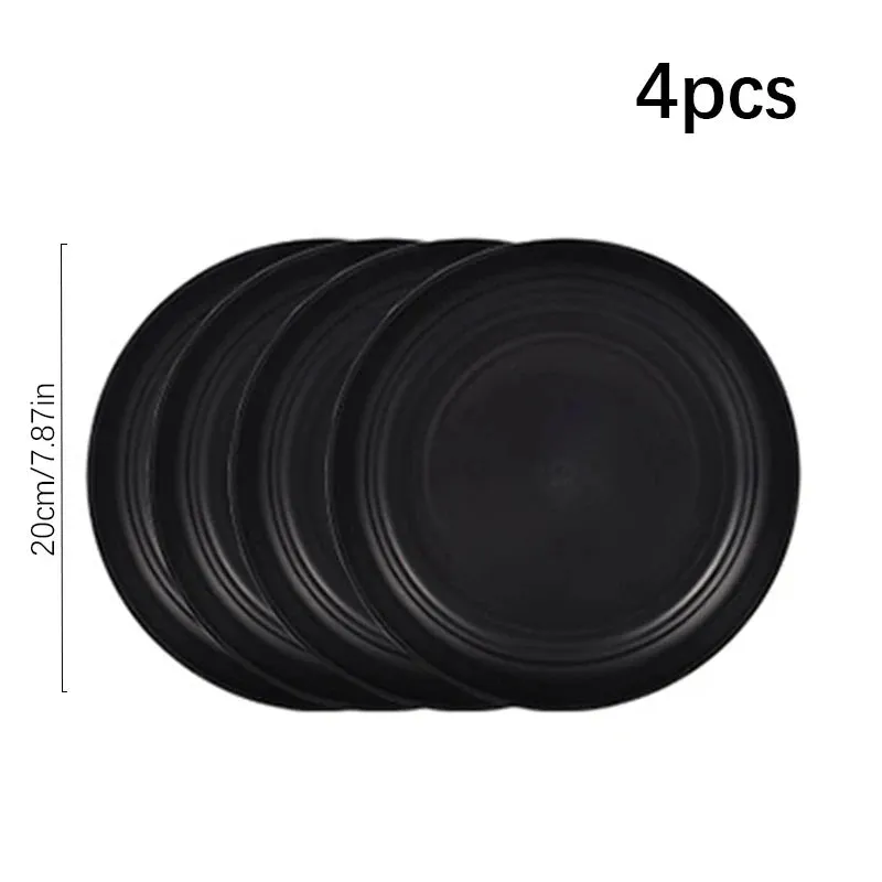 24pcs Black Plastic Dinnerware Set for Camping