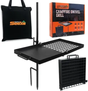 24" Heavy Duty Folding Campfire Grill, Compact Swivel Grill Design, Grate & Griddle for Campfire Cooking, Australian Owned