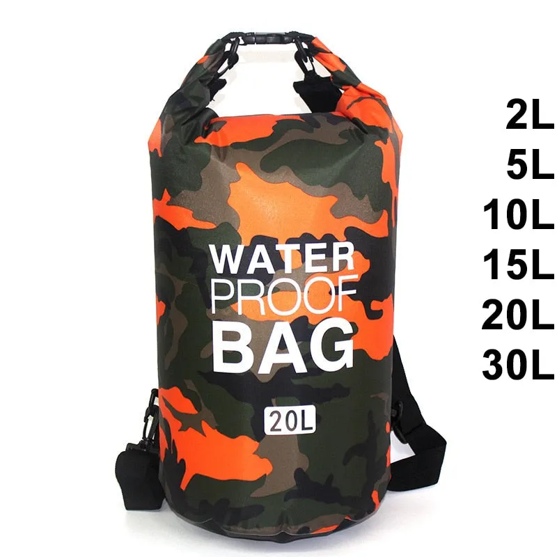2L 5L 10L 15L 30L Waterproof Swimming Bag Dry Sack Camouflage Colors Fishing Boating Kayaking Storage Drifting Rafting Bag