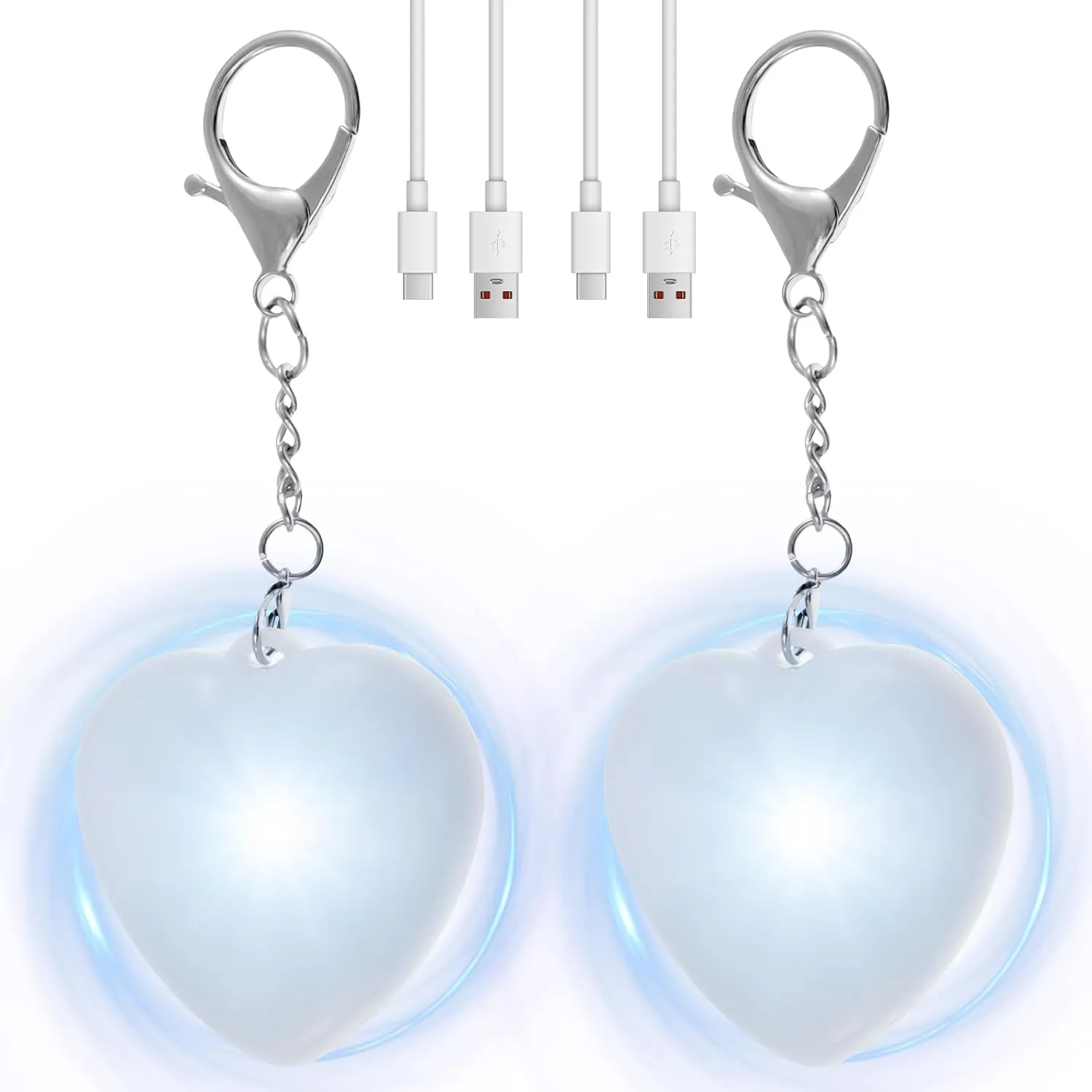 2Pcs Purse Glow Heart Light, LED Automatic Sensor Purse Light, Touch Activated Handbag Light, Portable Handbag Night Light (Heart)