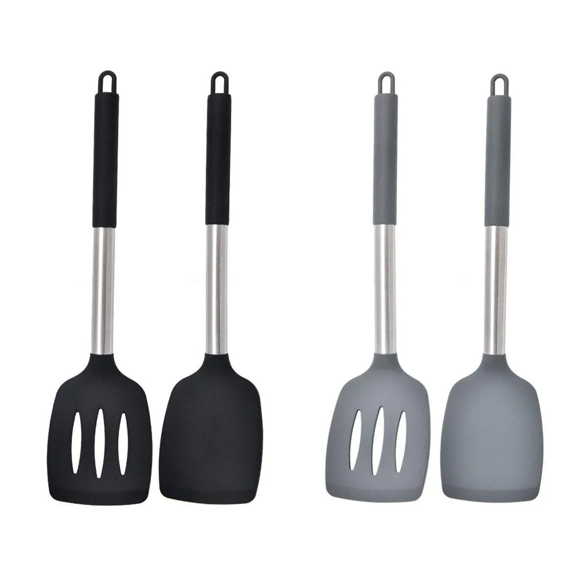 2pcs Silicone Cooking Utensils Stir Fry Spatula Kitchen Tools Non Stick Cookware