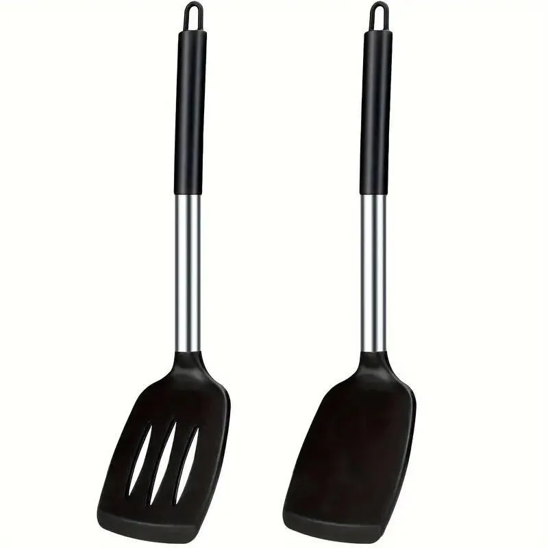 2pcs Silicone Cooking Utensils Stir Fry Spatula Kitchen Tools Non Stick Cookware