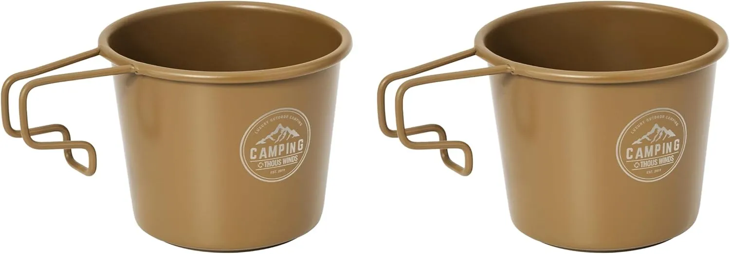 2pcs Stainless Steel Camping Sierra Cup 350ml, Khaki