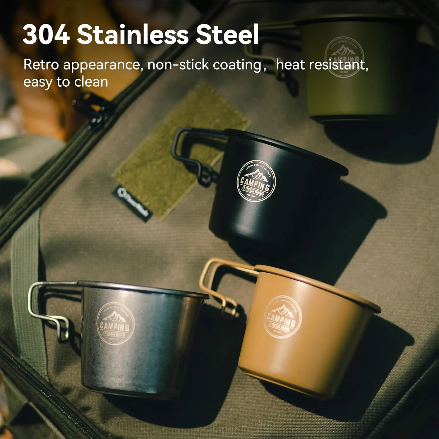 2pcs Stainless Steel Camping Sierra Cup 350ml, Khaki