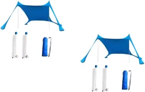 2pcs Sunscreen Cool Tent Beach Camping Tent Canopy Lightweight Sun Tent Tarp UV Waterproof Portable Fishing Tents for Camping Awning Sand Small Outdoors Blue Random Color