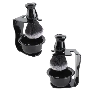 2Set Shaving Kit for Men, 3 in 1 Shaving Set Includes Portable Beard Brush Cream Bowl and Stand Beard Style Tool for Home Travel