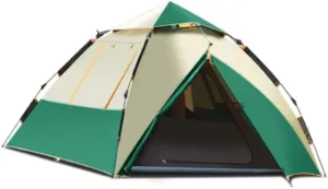 3-4 Person Wild Camping Outdoor Double-Layer Automatic Tents Mountaineering Beach Four Seasons Rainstorm Sun Tent (Color : Dark Green)