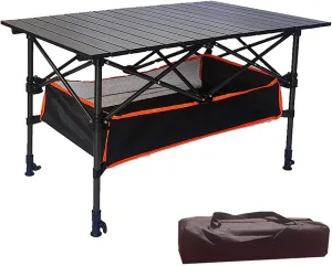 3 ft,- 5ft Folding Table, Portable Adjustable Height Folding Table Lightweight, with Carry Bag for Outdoor Cooking, Picnic, Camp, Boat, Travel (Size : 120 * 70cm/3.9ft)