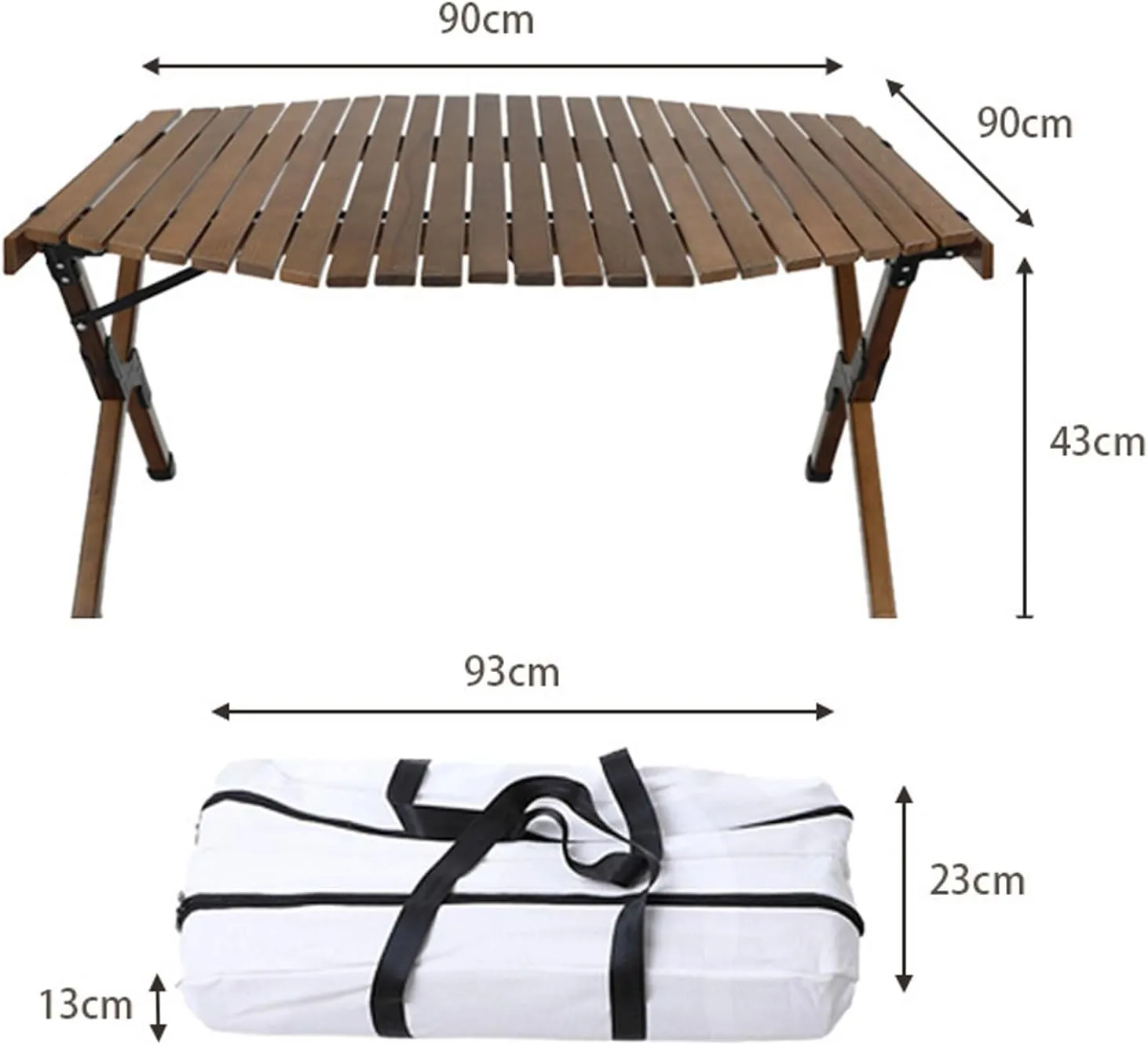 3 Pcs Camping Folding Table and Chairs Set, Portable Beech Table for Indoor Outdoor Picnic Foldable Chairs with Easy Carrying Bag