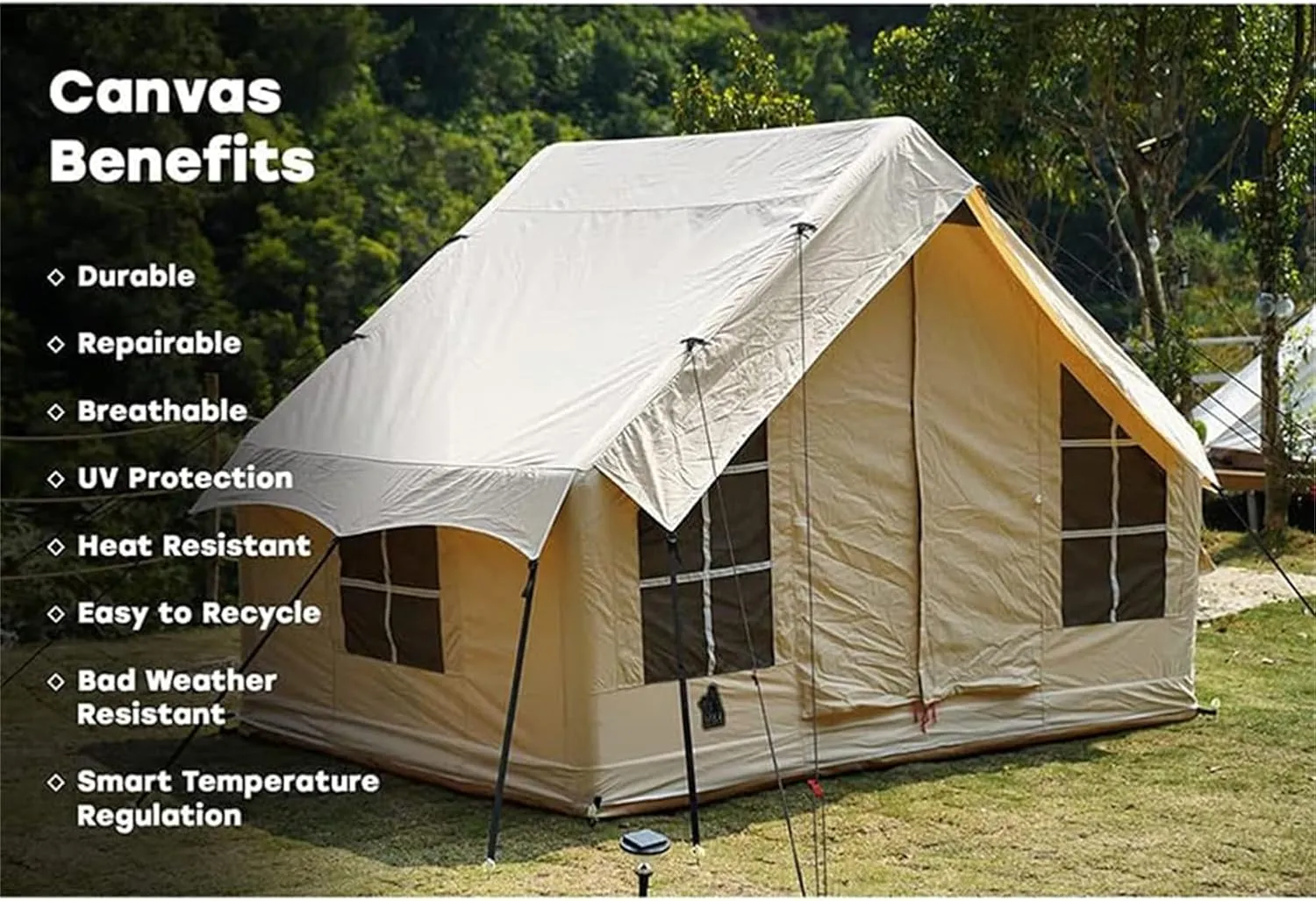 300D Oxford cloth Inflatable Camping Tent with Pump, Glamping Tents,4 Season Waterproof Windproof Outdoor Blow Up Tent, with Mesh Windows & Doors,5-8person