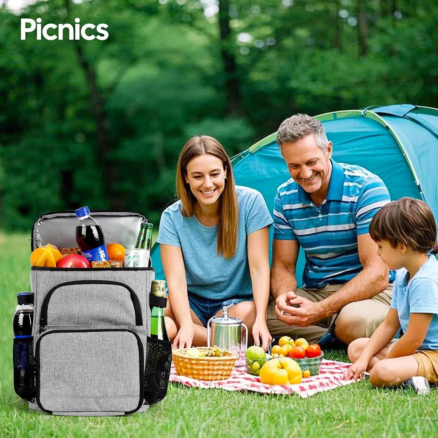 30/42 Cans Cooler Backpack, Waterproof Cooler Bag with Bottle Opener for Picnic, Camping, Beach, Hiking, Travel, and Shopping