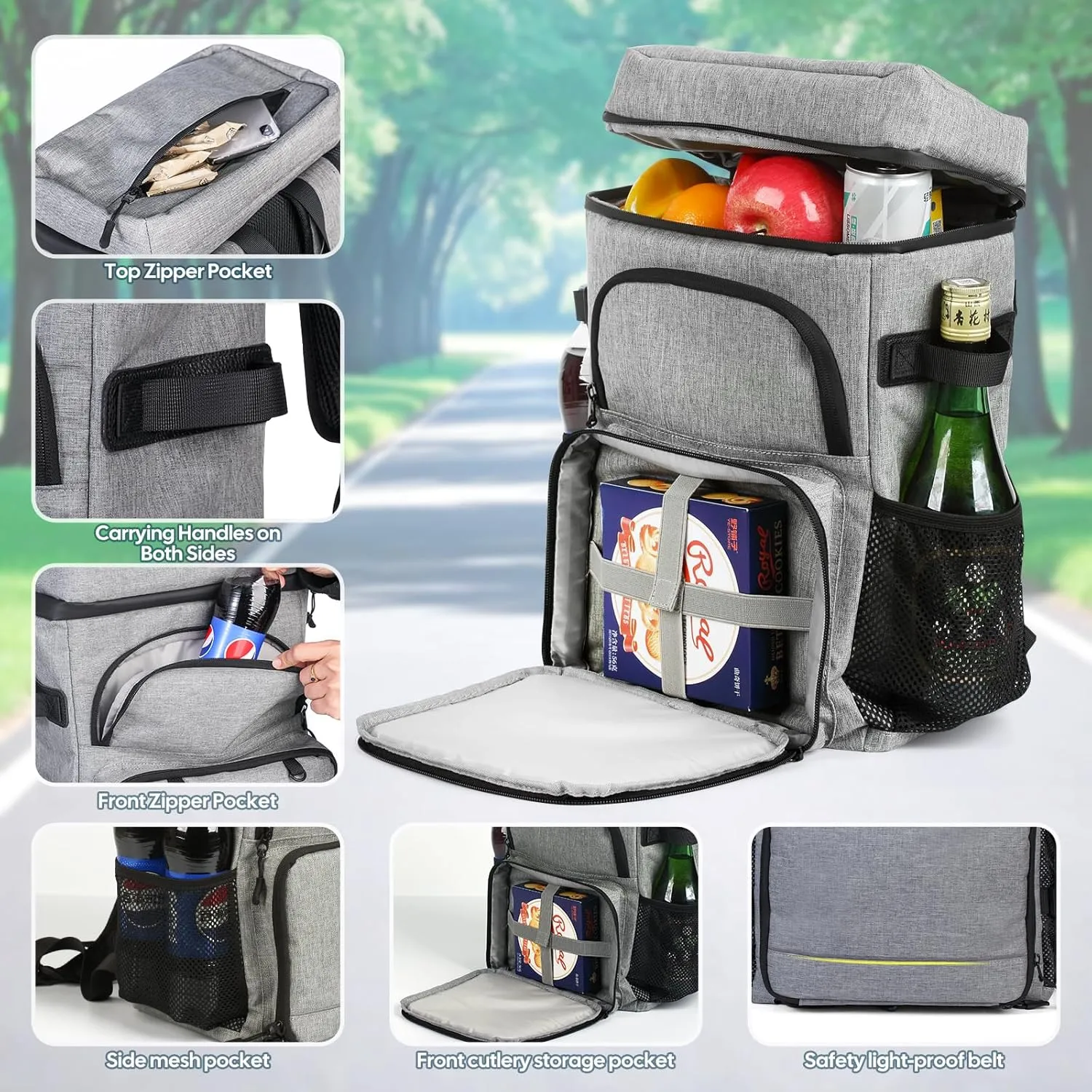 30/42 Cans Cooler Backpack, Waterproof Cooler Bag with Bottle Opener for Picnic, Camping, Beach, Hiking, Travel, and Shopping