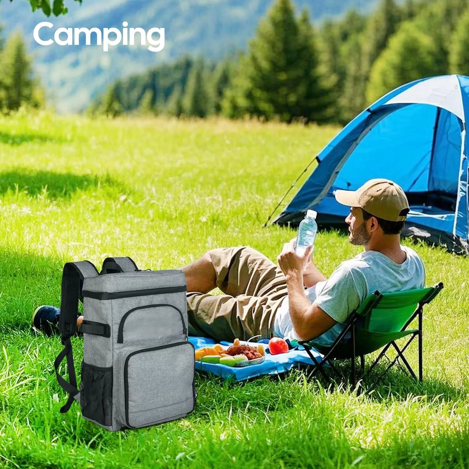 30/42 Cans Cooler Backpack, Waterproof Cooler Bag with Bottle Opener for Picnic, Camping, Beach, Hiking, Travel, and Shopping