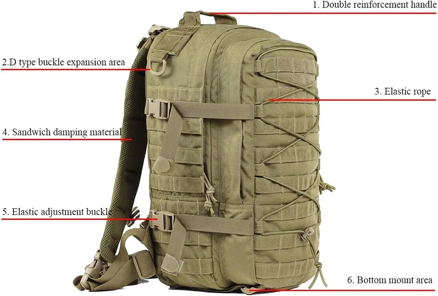 30L 1000D Nylon Waterproof Trekking Fishing Climbing Backpack Outdoor Rucksacks Tactical Sports Camping Hiking Bag(Black)