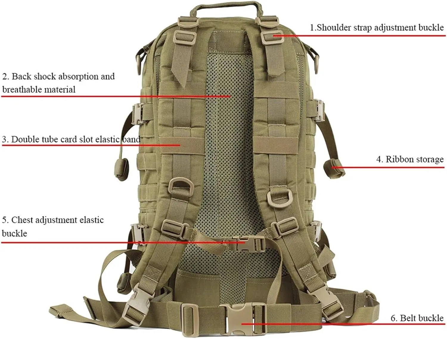 30L 1000D Nylon Waterproof Trekking Fishing Climbing Backpack Outdoor Rucksacks Tactical Sports Camping Hiking Bag(Black)