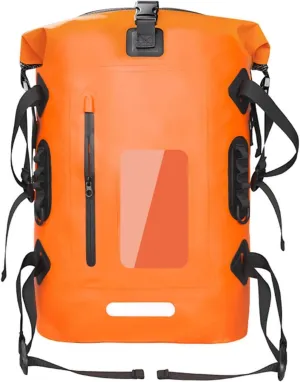 30L Waterproof Backpack Heavy Duty Water Sports Dry Bag Roll Top Waterproof Bag for Kayaking Hiking Swimming Boating Beach,Orange