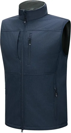 33,000ft Men's Lightweight Softshell Vest Outerwear Zip Up Fleece Lined Windproof Sleeveless Jacket for Golf Running Hiking