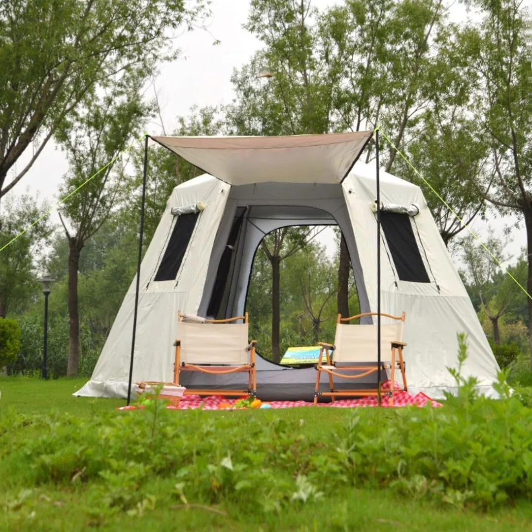 3/4/5/8 Person Camping Tent，Outdoor Hexagonal Tent，Fully Automatic Travel Rainproof Tent， Double Layer Tent Equipped with A Handbag, Suitable for Outdoor Camping or Outdoor Beaches