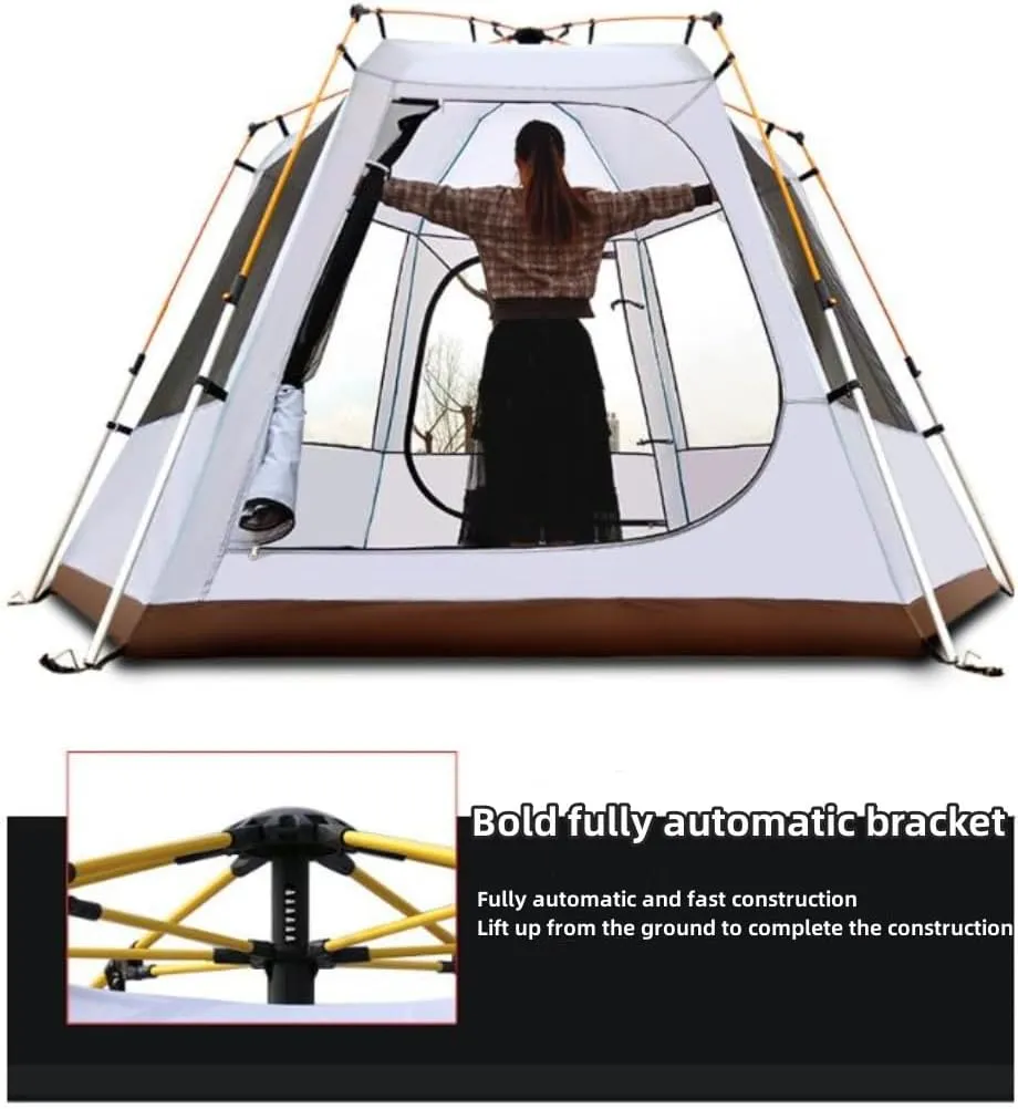 3/4/5/8 Person Camping Tent，Outdoor Hexagonal Tent，Fully Automatic Travel Rainproof Tent， Double Layer Tent Equipped with A Handbag, Suitable for Outdoor Camping or Outdoor Beaches