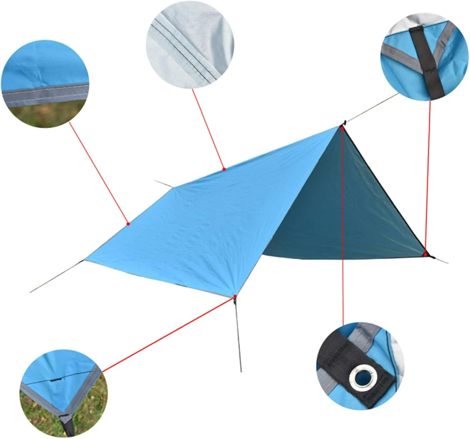 3mx3m Waterproof Tarp Tent Shade Ultralight Garden Awning Sunshade Outdoor Camping Hammock Rain Fly Beach Sun Shelter