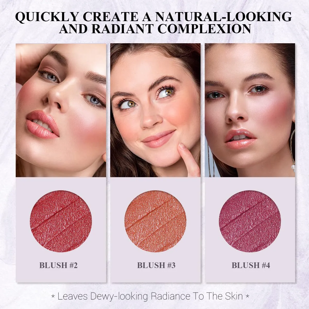 3PCS Cream Blush Lip Stick Makeup Set for Girls and Women #T Blush Set