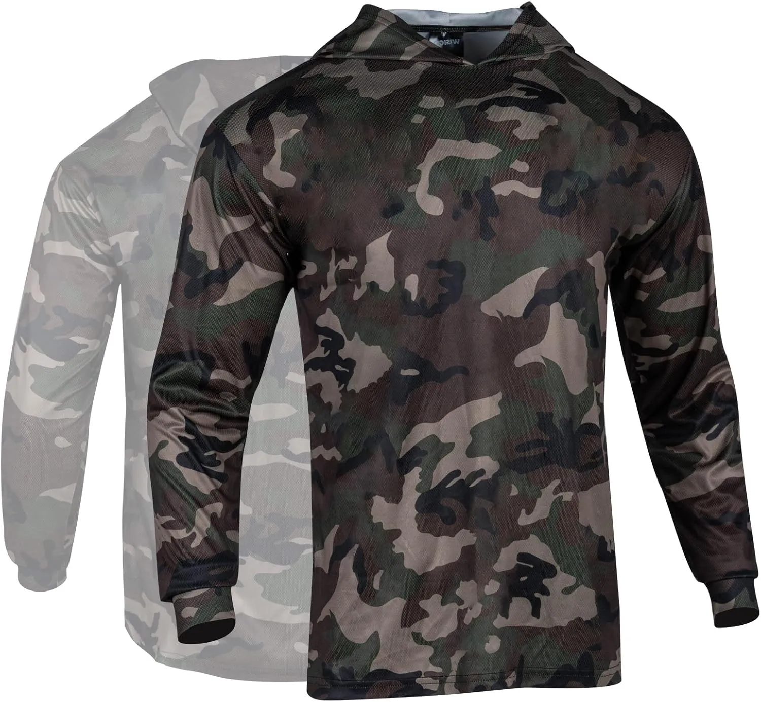 3pcs Men's Hunting Camo Shirts,Camouflage Long Sleeve Hooded Shirts for Men Lightweight Fishing Hiking Camping