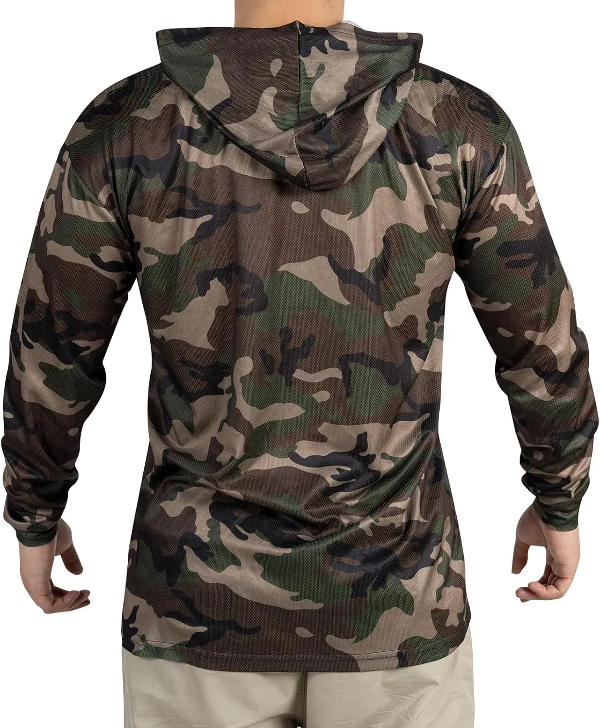 3pcs Men's Hunting Camo Shirts,Camouflage Long Sleeve Hooded Shirts for Men Lightweight Fishing Hiking Camping