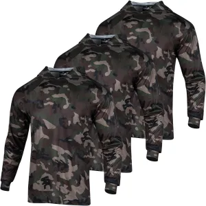 3pcs Men's Hunting Camo Shirts,Camouflage Long Sleeve Hooded Shirts for Men Lightweight Fishing Hiking Camping