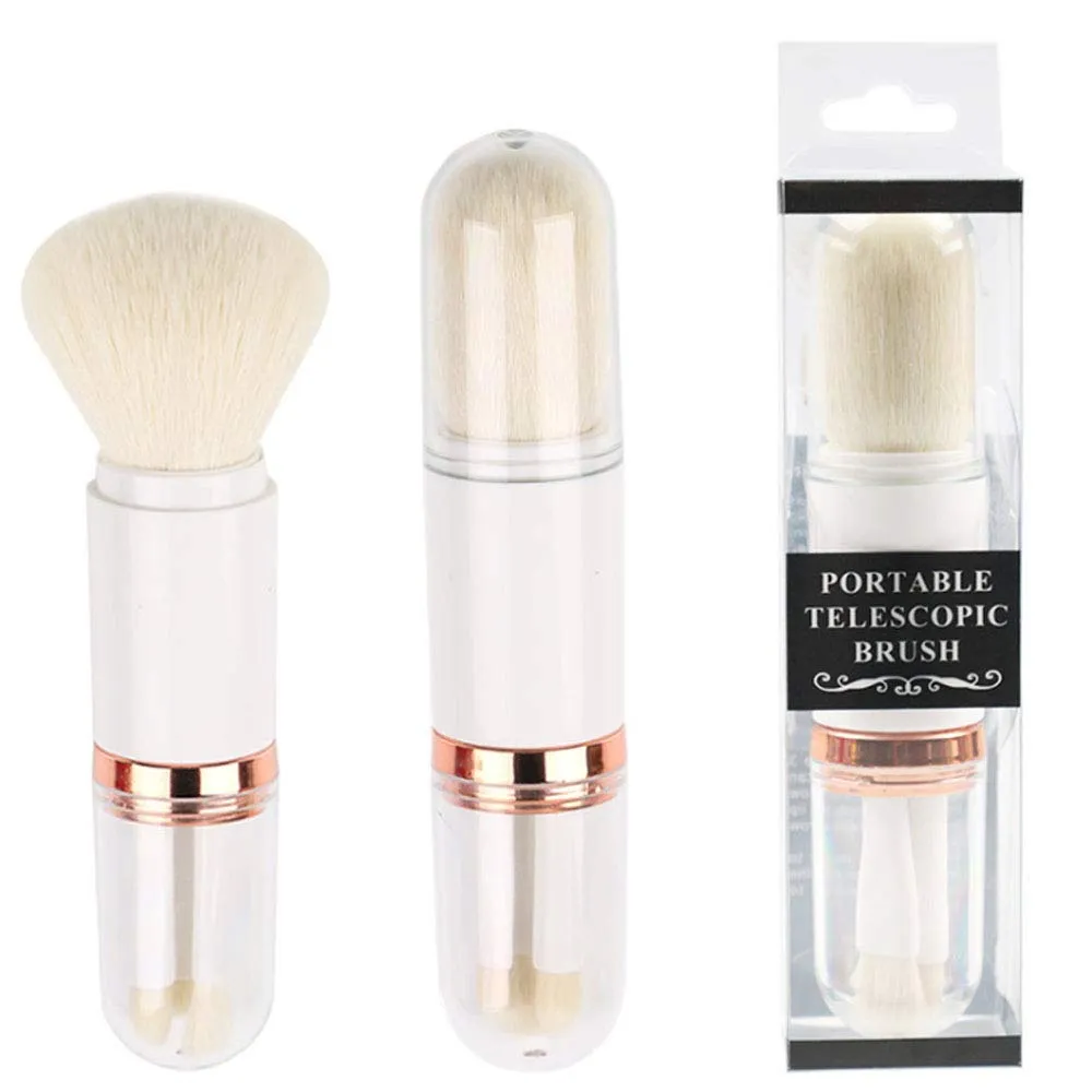 4 in 1Retractable Makeup Brushes Set,Foundation Blush Smudge Brush Cosmetic Tool Lip Brush,Multi-functional Makeup Brush for Travel & Household Use