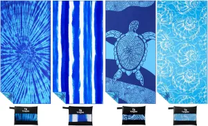 4 Pack Microfiber Lightweight Thin Beach Towel Sand Free Quick Dry Super Absorbent Large Towels for Swimming Pool Yoga Gym Travel Vacation Beach Accessories Essentials for Adults