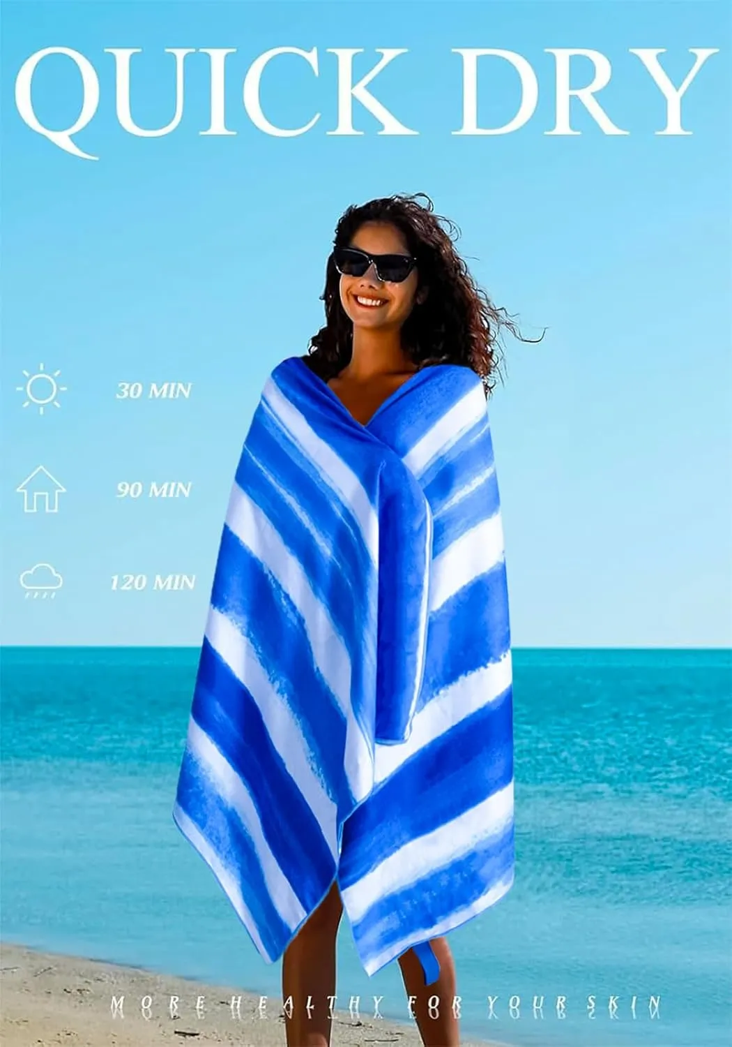 4 Pack Microfiber Lightweight Thin Beach Towel Sand Free Quick Dry Super Absorbent Large Towels for Swimming Pool Yoga Gym Travel Vacation Beach Accessories Essentials for Adults