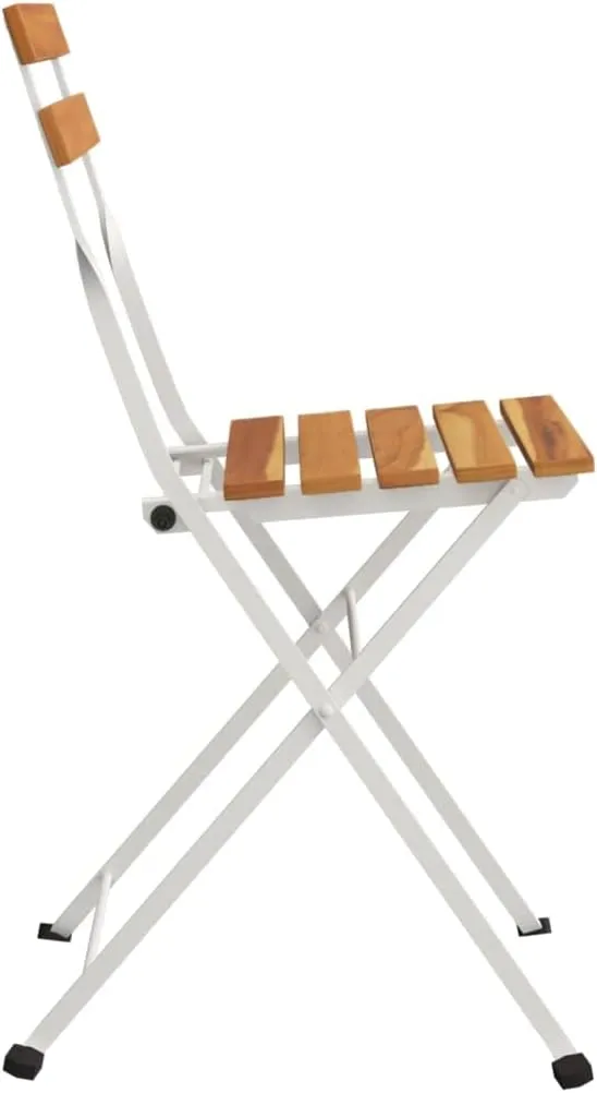 4 Pcs Folding Patio Bistro Chairs Solid Acacia Wood and Steel Frame for Garden Terrace Outdoor Dining Furniture