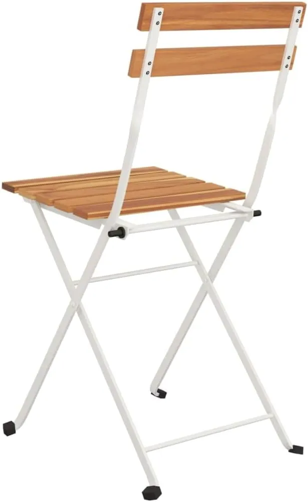 4 Pcs Folding Patio Bistro Chairs Solid Acacia Wood and Steel Frame for Garden Terrace Outdoor Dining Furniture