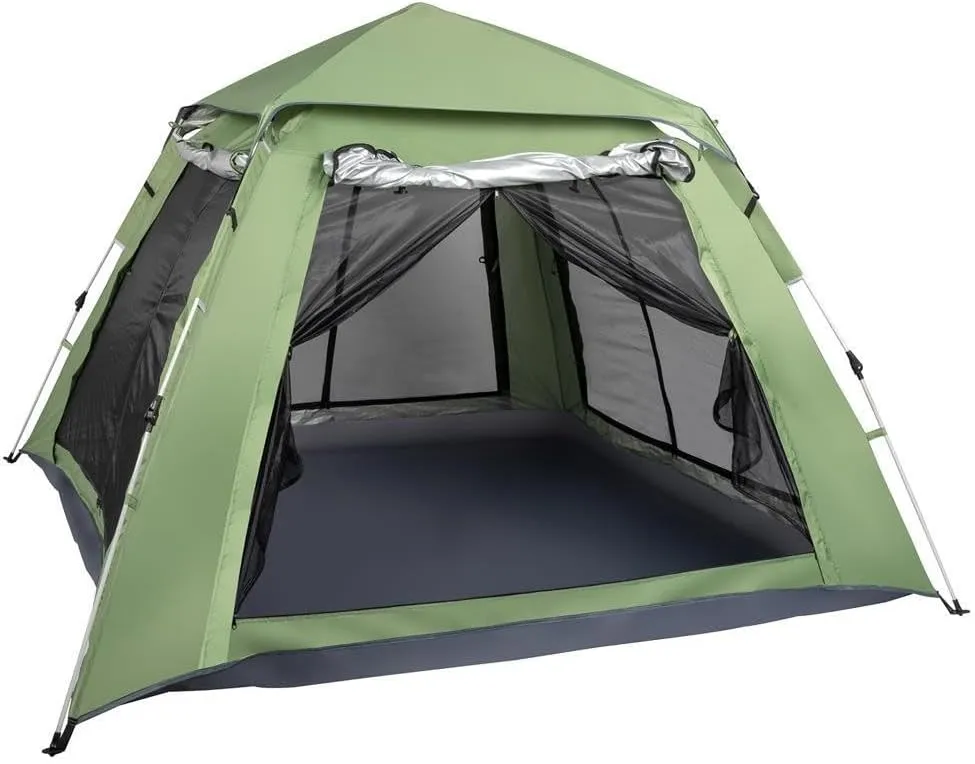 4 Person Pop Up Camping Tent, Waterproof Automatic Hikking Party BBQ Supply
