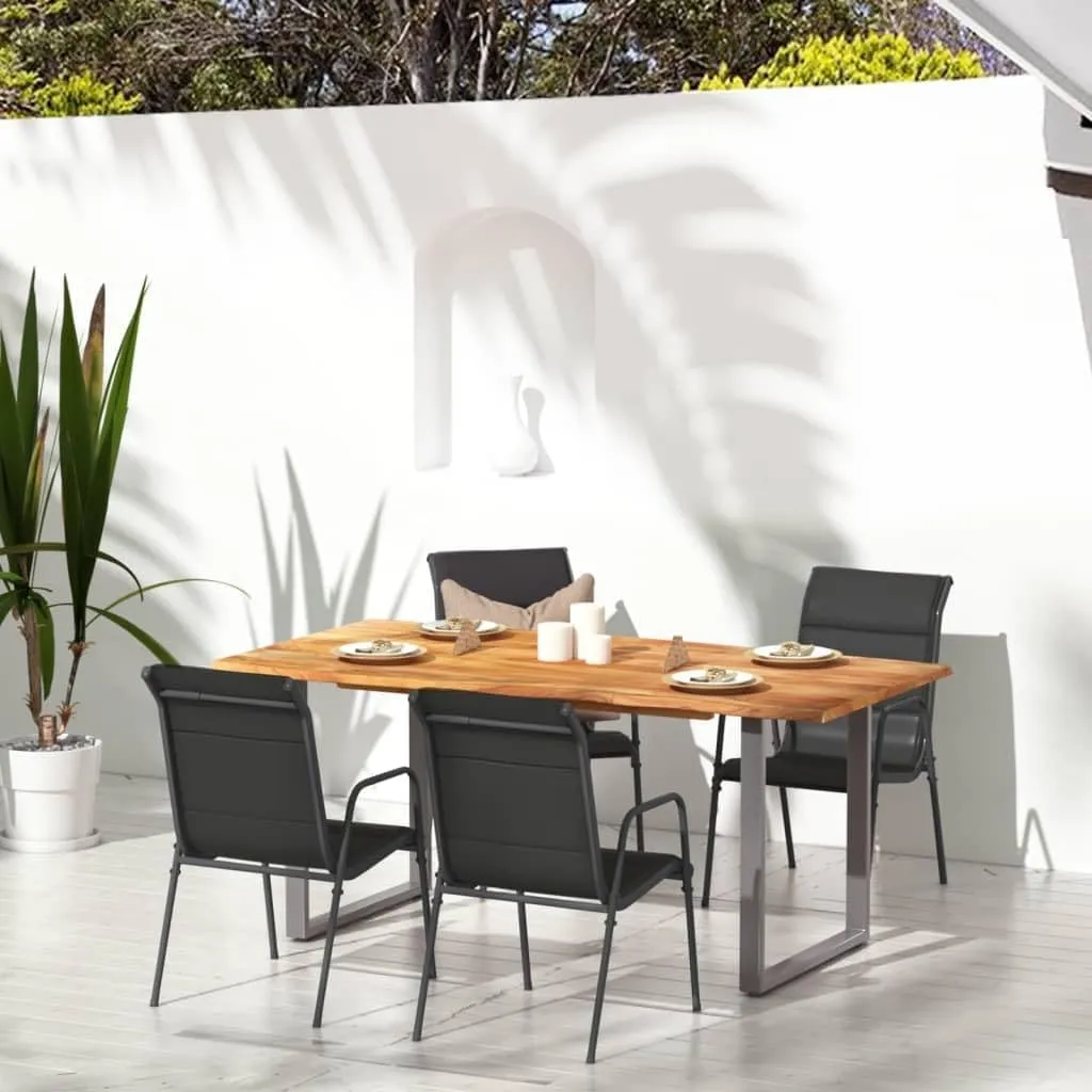 4-Piece Steel Textilene Patio Chairs Set Black Outdoor Furniture with Padded Seating for Dining, Beach, Camping and Backyard Relaxation
