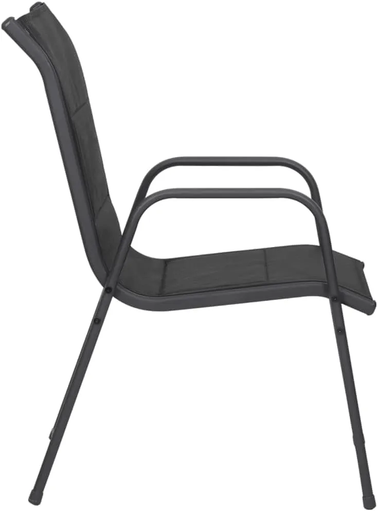 4-Piece Steel Textilene Patio Chairs Set Black Outdoor Furniture with Padded Seating for Dining, Beach, Camping and Backyard Relaxation