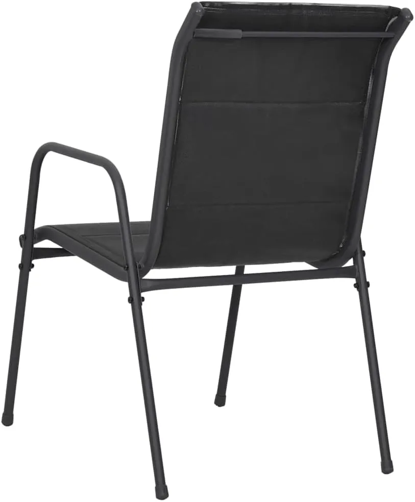 4-Piece Steel Textilene Patio Chairs Set Black Outdoor Furniture with Padded Seating for Dining, Beach, Camping and Backyard Relaxation
