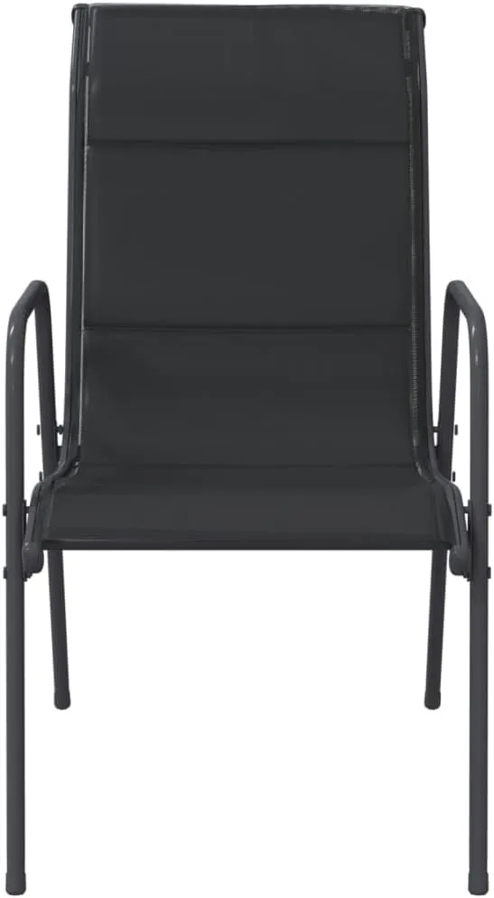 4-Piece Steel Textilene Patio Chairs Set Black Outdoor Furniture with Padded Seating for Dining, Beach, Camping and Backyard Relaxation