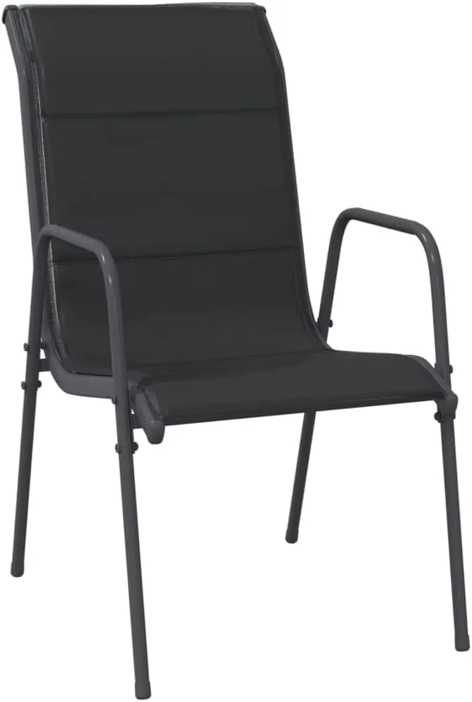 4-Piece Steel Textilene Patio Chairs Set Black Outdoor Furniture with Padded Seating for Dining, Beach, Camping and Backyard Relaxation