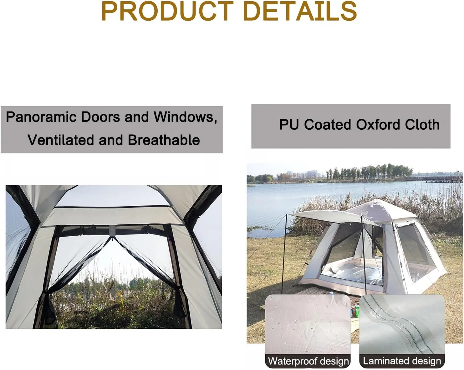 4 Season Waterproof Tent, Tents for Camping, 2000mm Waterproof, Camping Tents & Shelters for Outdoor Sports, for Picnic Hiking Travel