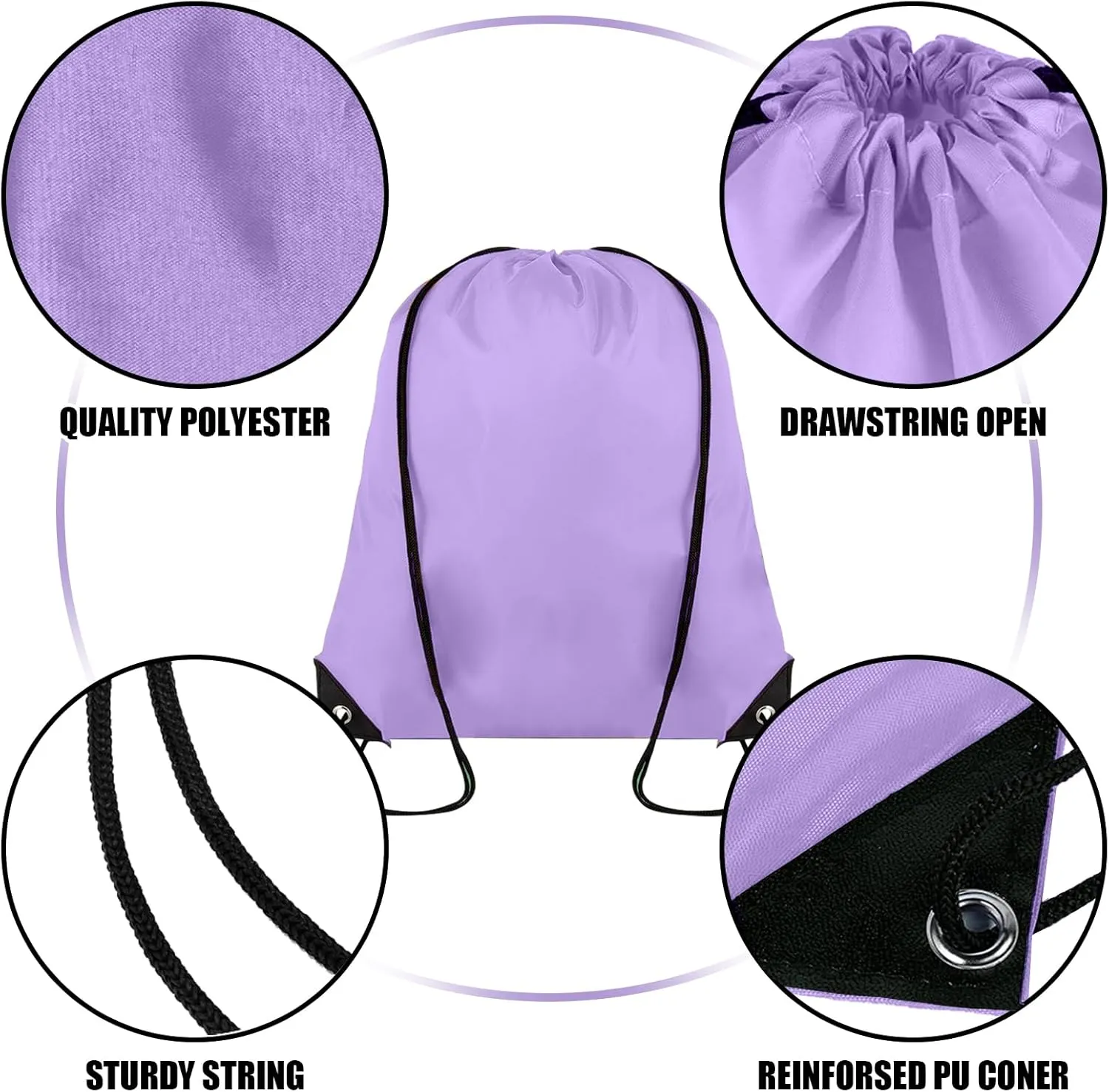 40 Pieces Drawstring Backpack Bulk Cinch Sackpack Ployster Drawstring Bags for Gym Party Trip(Lavender)