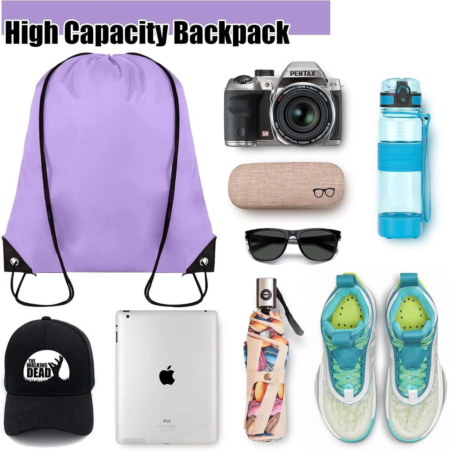 40 Pieces Drawstring Backpack Bulk Cinch Sackpack Ployster Drawstring Bags for Gym Party Trip(Lavender)